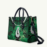 Maori Matariki Hei Matau Kakariki Leather Bag Maori Kowhaiwhai Pattern Galaxy LT01 Green - Polynesian Pride