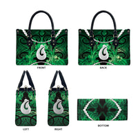 Maori Matariki Hei Matau Kakariki Leather Bag Maori Kowhaiwhai Pattern Galaxy LT01 - Polynesian Pride