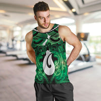 Personalised Maori Matariki Hei Matau Kakariki Men Tank Top Maori Kowhaiwhai Pattern Galaxy LT01 Green - Polynesian Pride