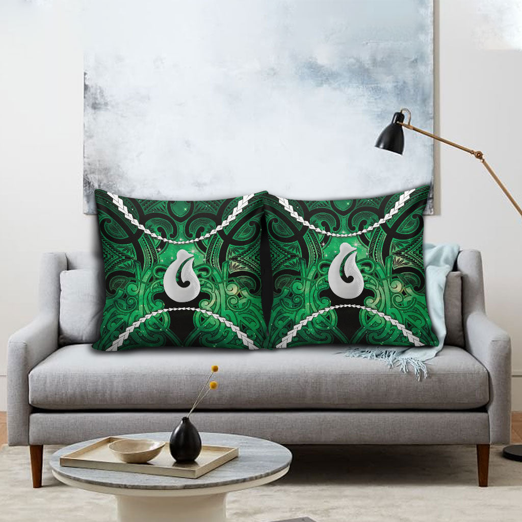 Maori Matariki Hei Matau Kakariki Pillow Cover Maori Kowhaiwhai Pattern Galaxy LT01 - Polynesian Pride