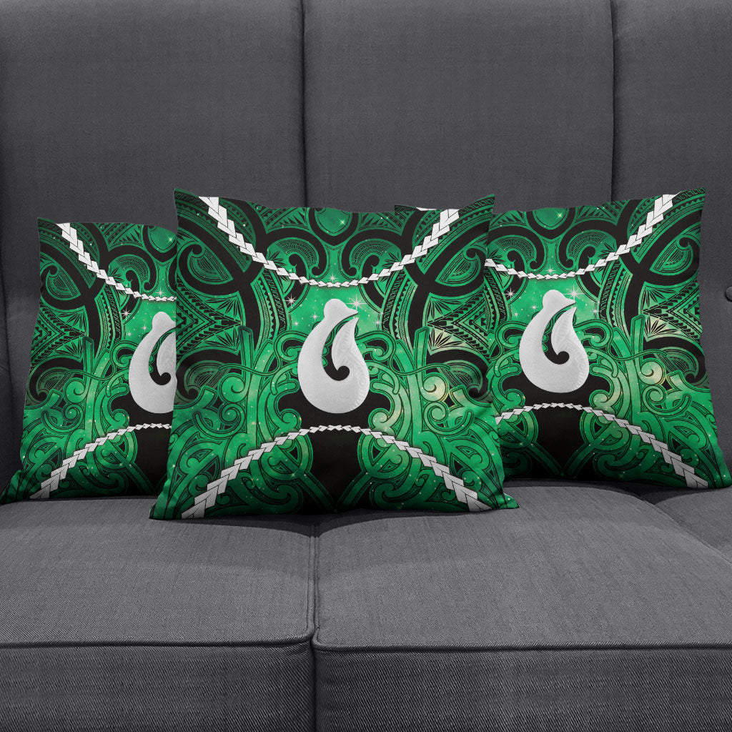 Maori Matariki Hei Matau Kakariki Pillow Cover Maori Kowhaiwhai Pattern Galaxy LT01 - Polynesian Pride