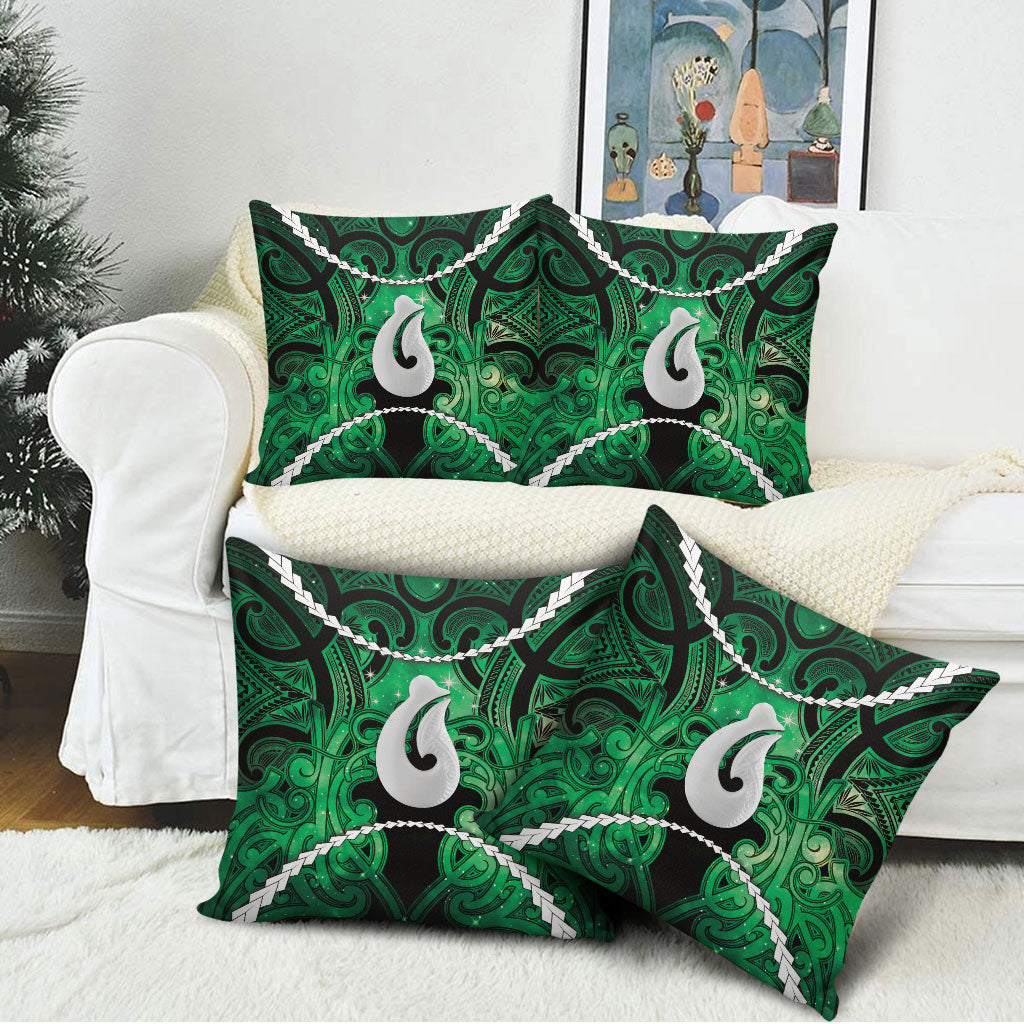Maori Matariki Hei Matau Kakariki Pillow Cover Maori Kowhaiwhai Pattern Galaxy LT01 - Polynesian Pride