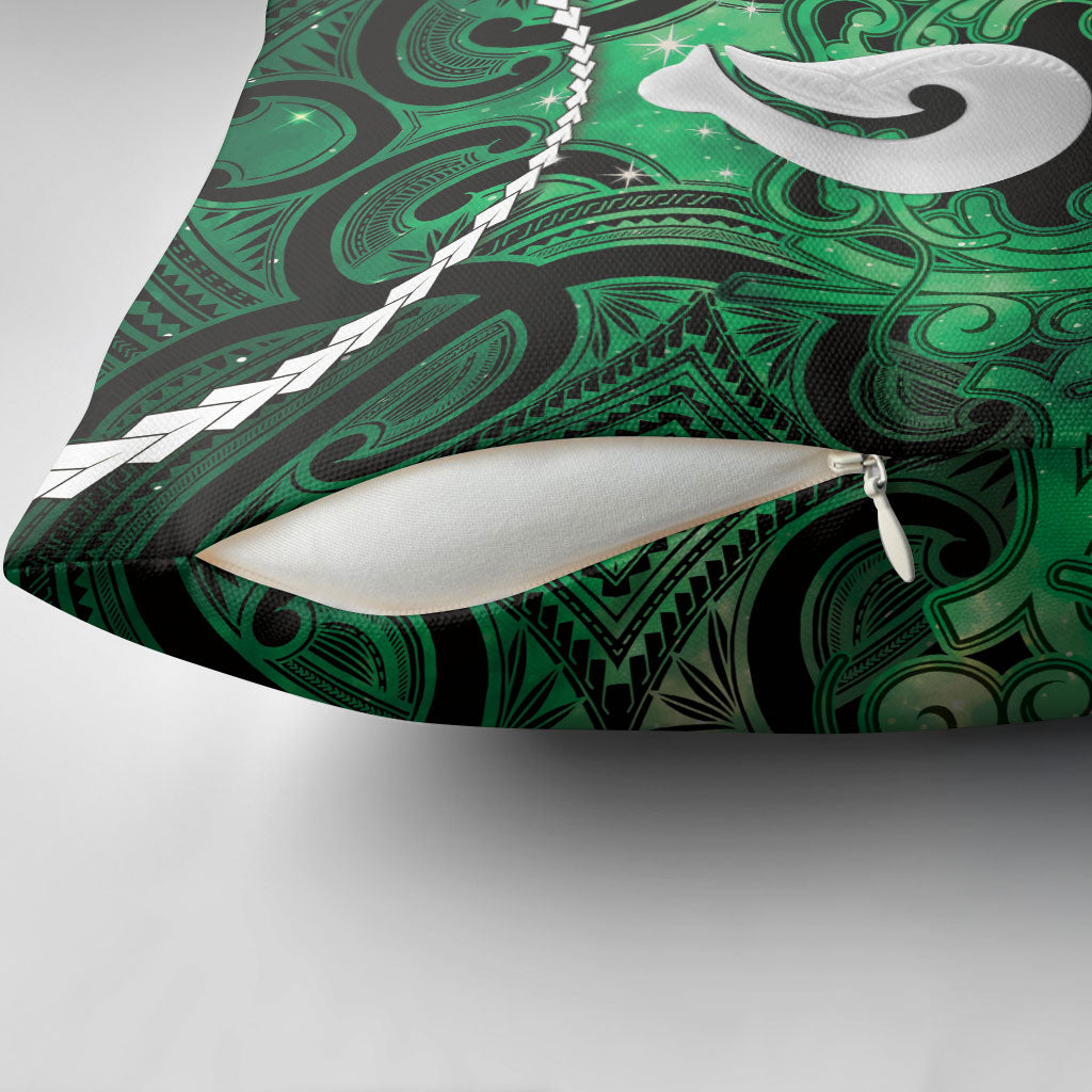 Maori Matariki Hei Matau Kakariki Pillow Cover Maori Kowhaiwhai Pattern Galaxy LT01 - Polynesian Pride