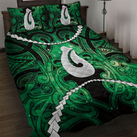 Maori Matariki Hei Matau Kakariki Quilt Bed Set Maori Kowhaiwhai Pattern Galaxy LT01 Green - Polynesian Pride