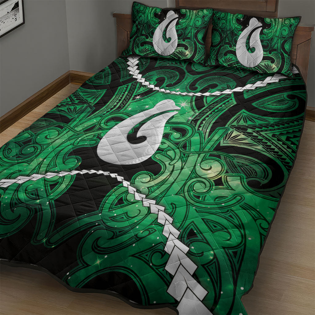 Maori Matariki Hei Matau Kakariki Quilt Bed Set Maori Kowhaiwhai Pattern Galaxy LT01 - Polynesian Pride