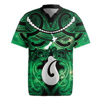 Personalised Maori Matariki Hei Matau Kakariki Rugby Jersey Maori Kowhaiwhai Pattern Galaxy