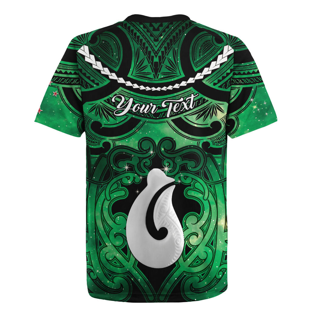 Personalised Maori Matariki Hei Matau Kakariki Rugby Jersey Maori Kowhaiwhai Pattern Galaxy