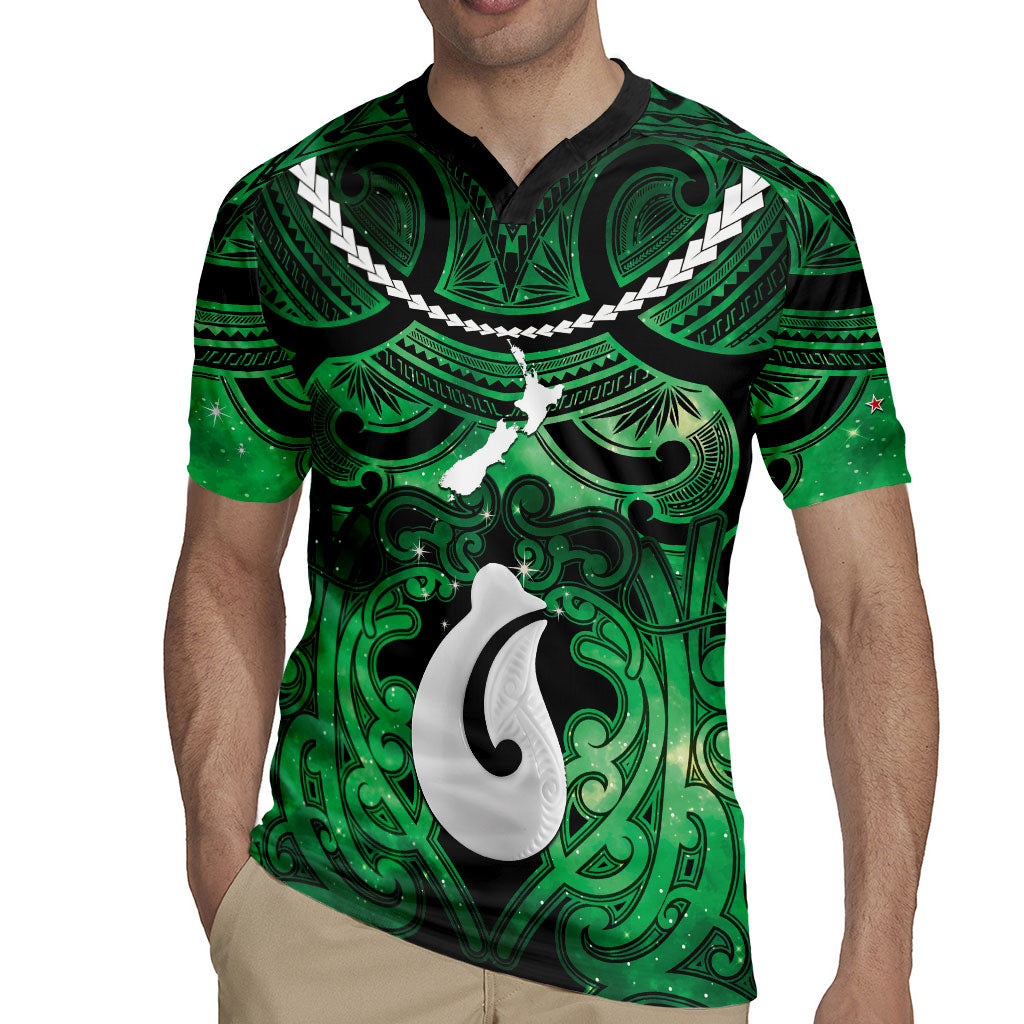 Personalised Maori Matariki Hei Matau Kakariki Rugby Jersey Maori Kowhaiwhai Pattern Galaxy