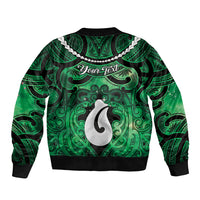 Personalised Maori Matariki Hei Matau Kakariki Sleeve Zip Bomber Jacket Maori Kowhaiwhai Pattern Galaxy LT01 - Polynesian Pride