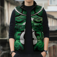 Personalised Maori Matariki Hei Matau Kakariki Sleeveless Puffer Jacket Maori Kowhaiwhai Pattern Galaxy LT01 - Polynesian Pride