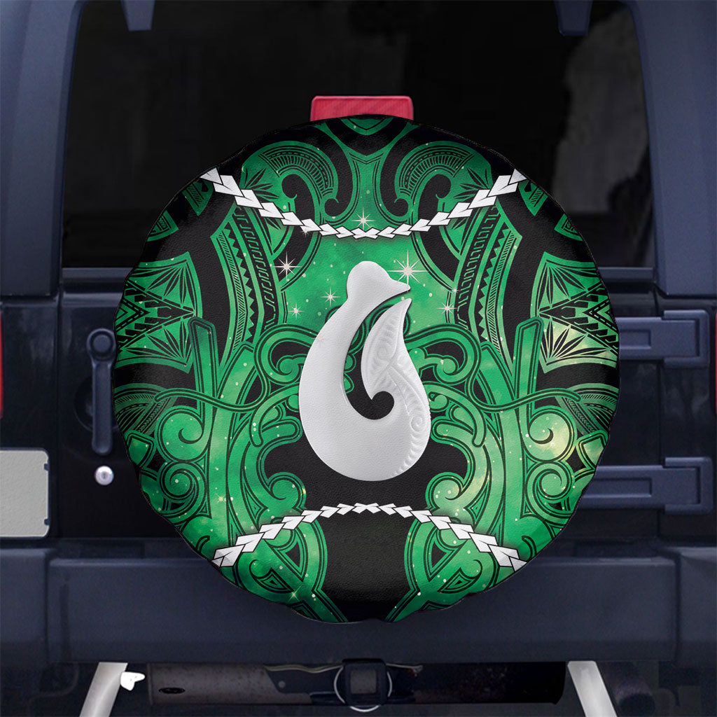 Maori Matariki Hei Matau Kakariki Spare Tire Cover Maori Kowhaiwhai Pattern Galaxy LT01 No hole Green - Polynesian Pride