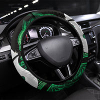 Maori Matariki Hei Matau Kakariki Steering Wheel Cover Maori Kowhaiwhai Pattern Galaxy LT01 Universal Fit Green - Polynesian Pride