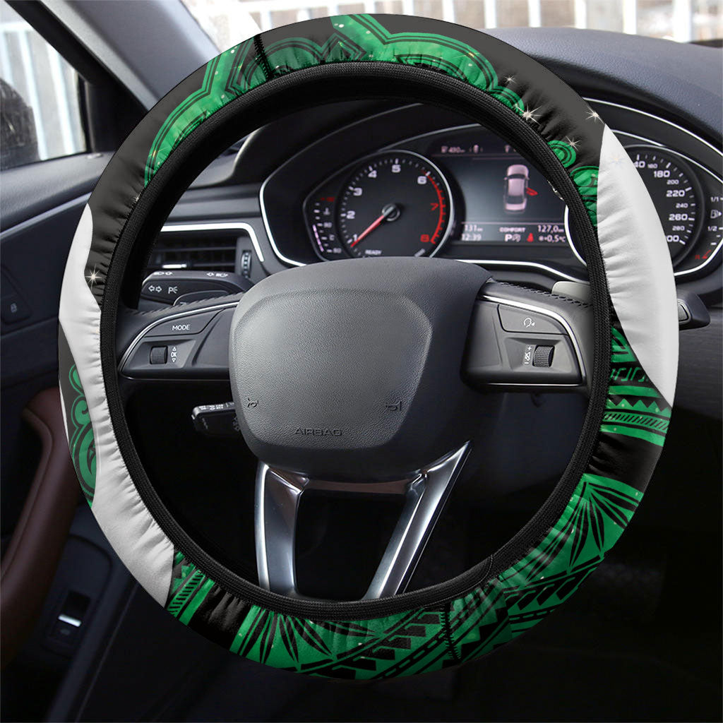 Maori Matariki Hei Matau Kakariki Steering Wheel Cover Maori Kowhaiwhai Pattern Galaxy LT01 - Polynesian Pride