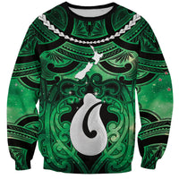 Personalised Maori Matariki Hei Matau Kakariki Sweatshirt Maori Kowhaiwhai Pattern Galaxy
