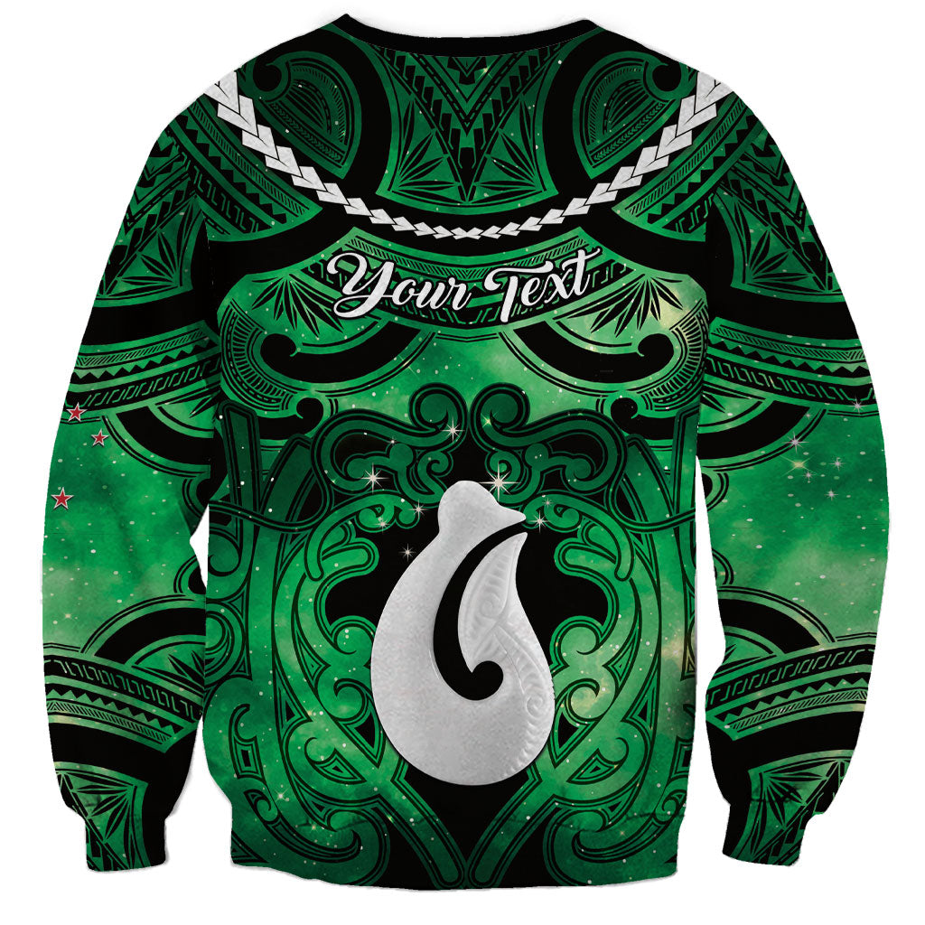 Personalised Maori Matariki Hei Matau Kakariki Sweatshirt Maori Kowhaiwhai Pattern Galaxy