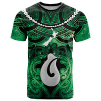 Personalised Maori Matariki Hei Matau Kakariki T Shirt Maori Kowhaiwhai Pattern Galaxy LT01 Green - Polynesian Pride