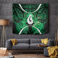 Maori Matariki Hei Matau Kakariki Tapestry Maori Kowhaiwhai Pattern Galaxy LT01 Green - Polynesian Pride
