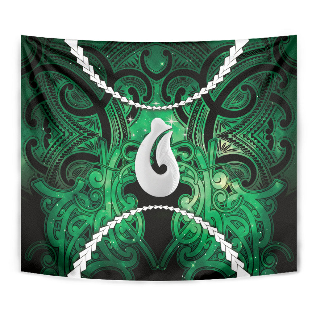 Maori Matariki Hei Matau Kakariki Tapestry Maori Kowhaiwhai Pattern Galaxy LT01 - Polynesian Pride