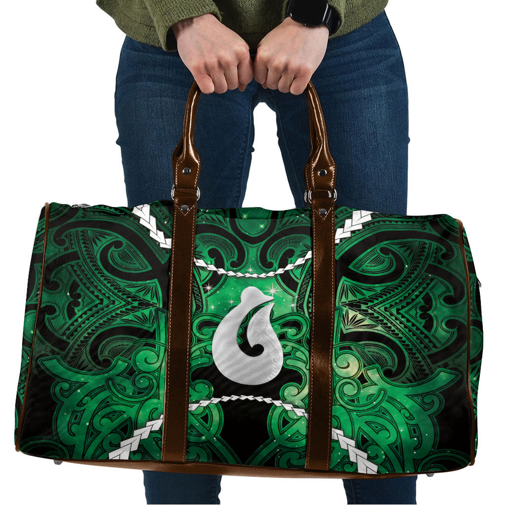 Maori Matariki Hei Matau Kakariki Travel Bag Maori Kowhaiwhai Pattern Galaxy LT01 Green - Polynesian Pride