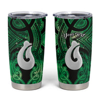 Personalised Maori Matariki Hei Matau Kakariki Tumbler Cup Maori Kowhaiwhai Pattern Galaxy LT01 Green - Polynesian Pride