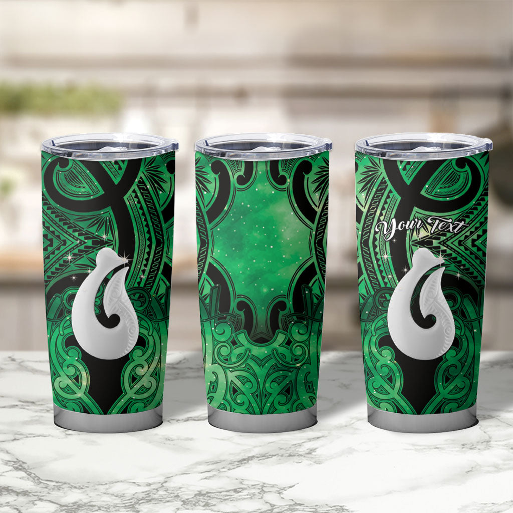 Personalised Maori Matariki Hei Matau Kakariki Tumbler Cup Maori Kowhaiwhai Pattern Galaxy LT01 - Polynesian Pride