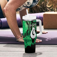 Personalised Maori Matariki Hei Matau Kakariki Tumbler With Handle Maori Kowhaiwhai Pattern Galaxy LT01 - Polynesian Pride