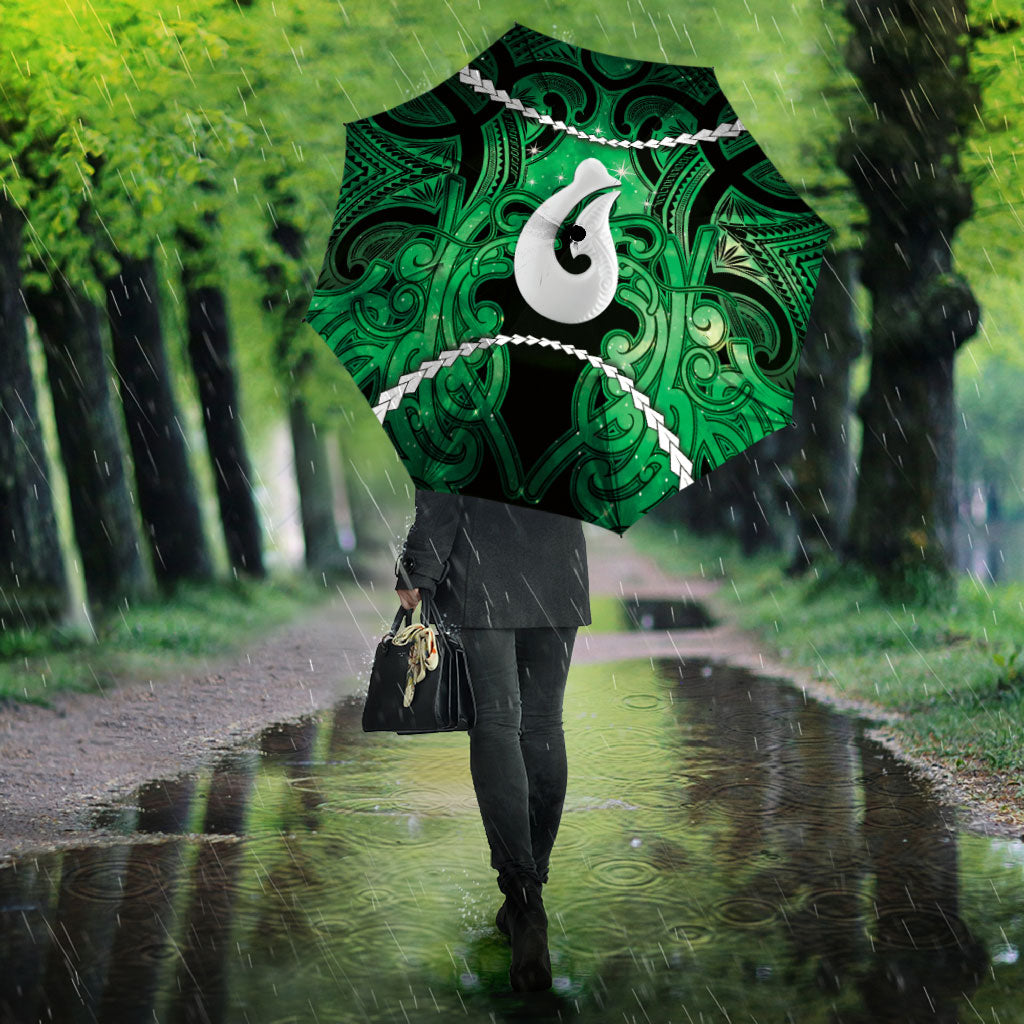 Maori Matariki Hei Matau Kakariki Umbrella Maori Kowhaiwhai Pattern Galaxy LT01 - Polynesian Pride