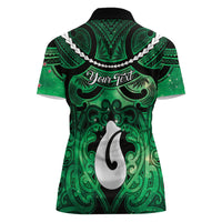 Personalised Maori Matariki Hei Matau Kakariki Women Polo Shirt Maori Kowhaiwhai Pattern Galaxy
