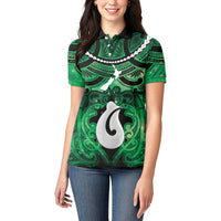 Personalised Maori Matariki Hei Matau Kakariki Women Polo Shirt Maori Kowhaiwhai Pattern Galaxy