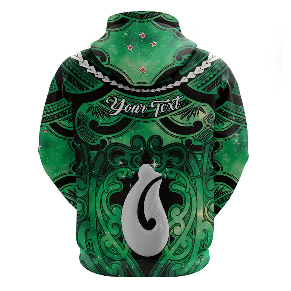 Personalised Maori Matariki Hei Matau Kakariki Zip Hoodie Maori Kowhaiwhai Pattern Galaxy LT01 - Polynesian Pride