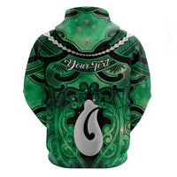 Personalised Maori Matariki Hei Matau Kakariki Zip Hoodie Maori Kowhaiwhai Pattern Galaxy LT01 - Polynesian Pride
