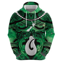 Personalised Maori Matariki Hei Matau Kakariki Zip Hoodie Maori Kowhaiwhai Pattern Galaxy LT01 - Polynesian Pride