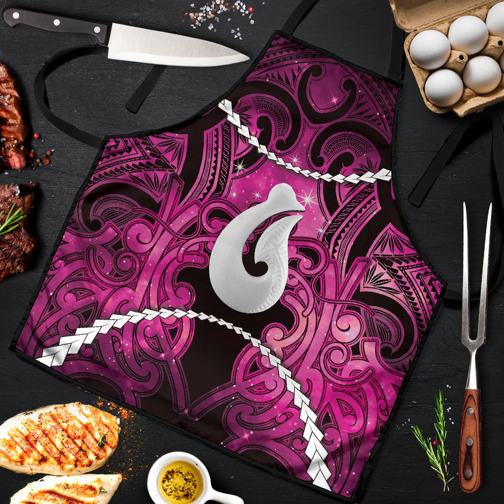 Maori Matariki Hei Matau Mawhero Apron Maori Kowhaiwhai Pattern Galaxy LT01 Pink - Polynesian Pride