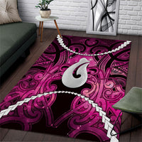 Maori Matariki Hei Matau Mawhero Area Rug Maori Kowhaiwhai Pattern Galaxy LT01 Pink - Polynesian Pride