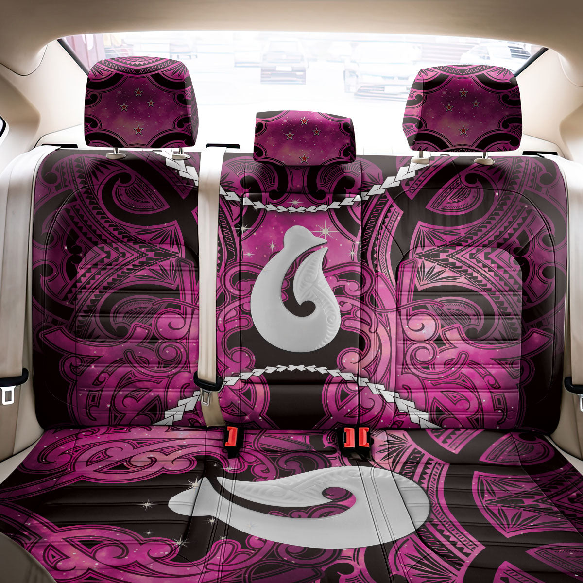 Maori Matariki Hei Matau Mawhero Back Car Seat Cover Maori Kowhaiwhai Pattern Galaxy
