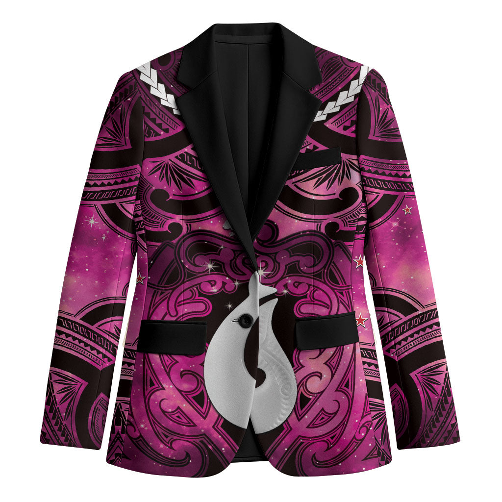 Personalised Maori Matariki Hei Matau Mawhero Blazer Maori Kowhaiwhai Pattern Galaxy LT01 Unisex Pink - Polynesian Pride