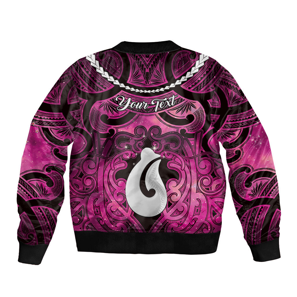 Personalised Maori Matariki Hei Matau Mawhero Bomber Jacket Maori Kowhaiwhai Pattern Galaxy