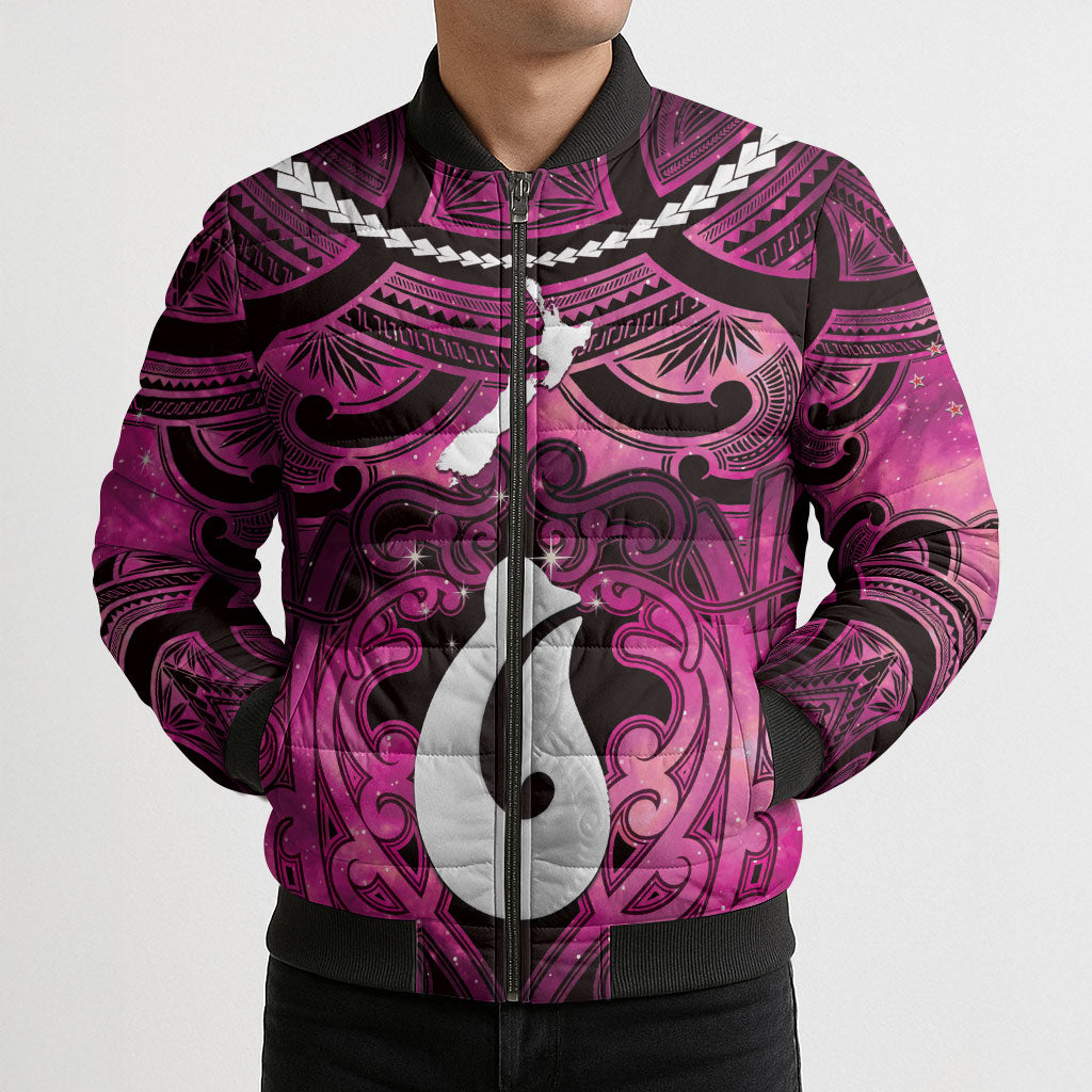 Personalised Maori Matariki Hei Matau Mawhero Bomber Puffer Jacket Maori Kowhaiwhai Pattern Galaxy LT01 - Polynesian Pride