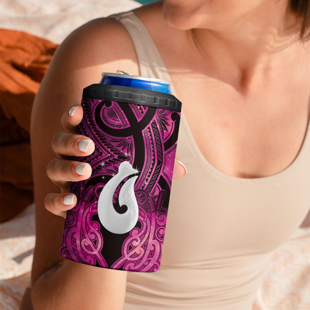 Personalised Maori Matariki Hei Matau Mawhero 4 in 1 Can Cooler Tumbler Maori Kowhaiwhai Pattern Galaxy LT01 - Polynesian Pride