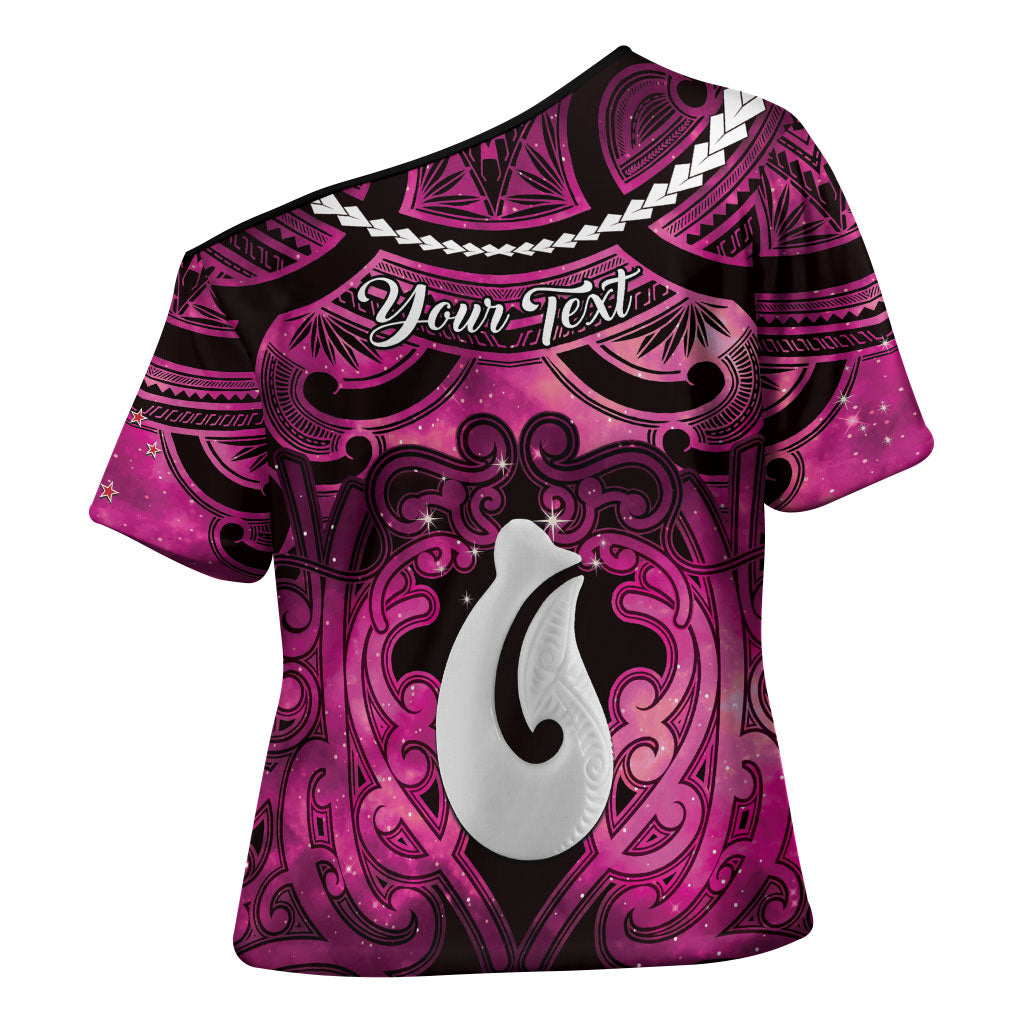 Personalised Maori Matariki Hei Matau Mawhero Cross Shoulder Shirt Maori Kowhaiwhai Pattern Galaxy LT01 - Polynesian Pride