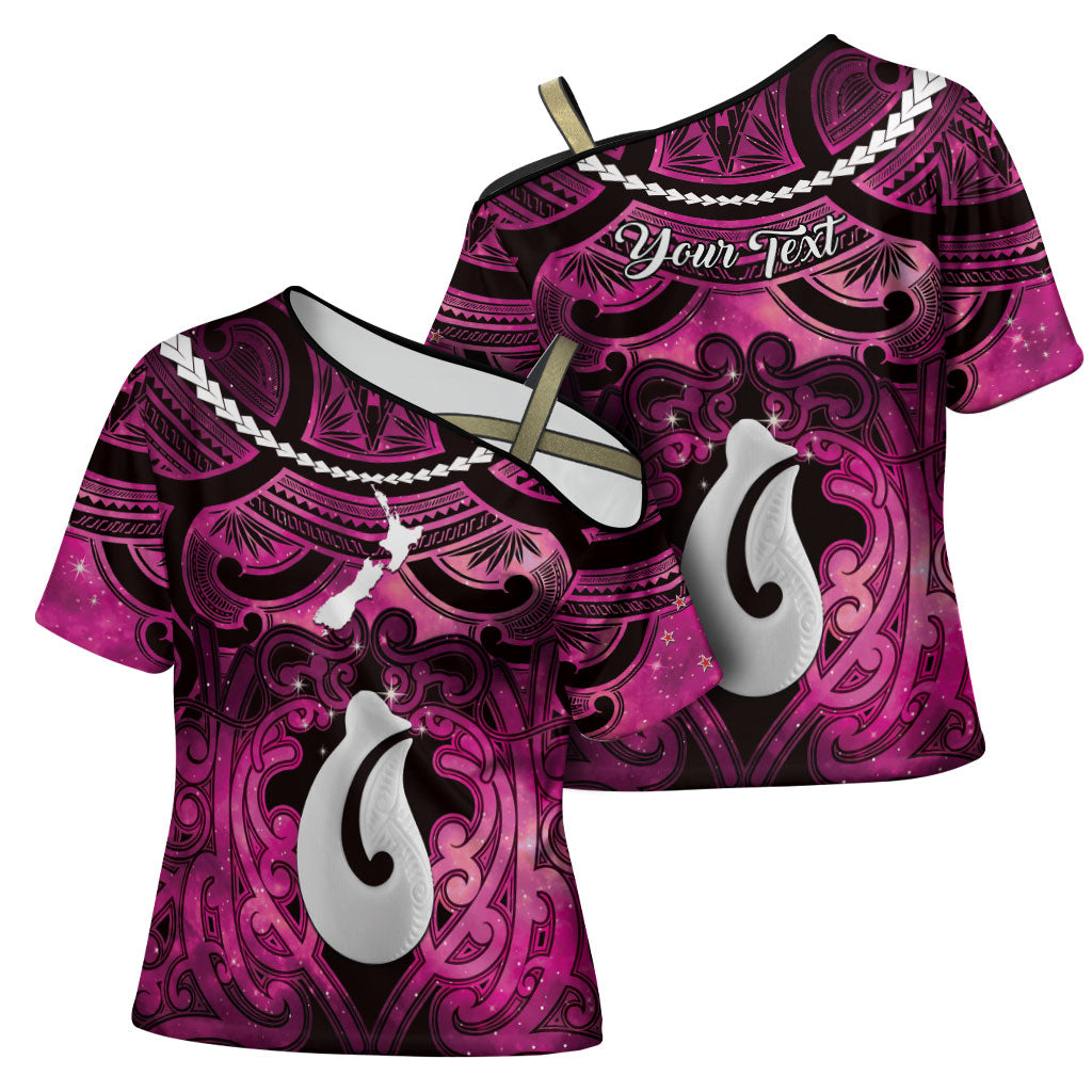 Personalised Maori Matariki Hei Matau Mawhero Cross Shoulder Shirt Maori Kowhaiwhai Pattern Galaxy LT01 - Polynesian Pride