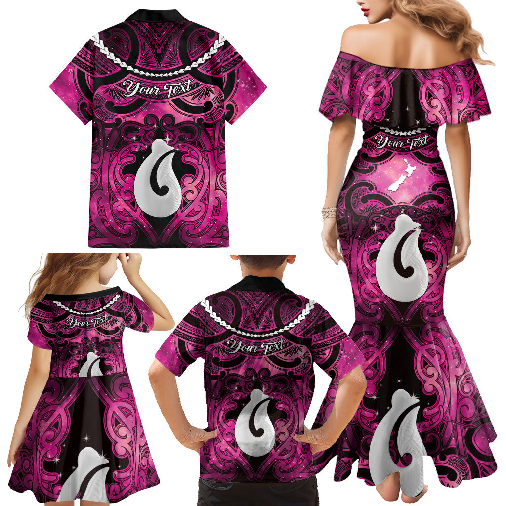 Personalised Maori Matariki Hei Matau Mawhero Family Matching Mermaid Dress and Hawaiian Shirt Maori Kowhaiwhai Pattern Galaxy