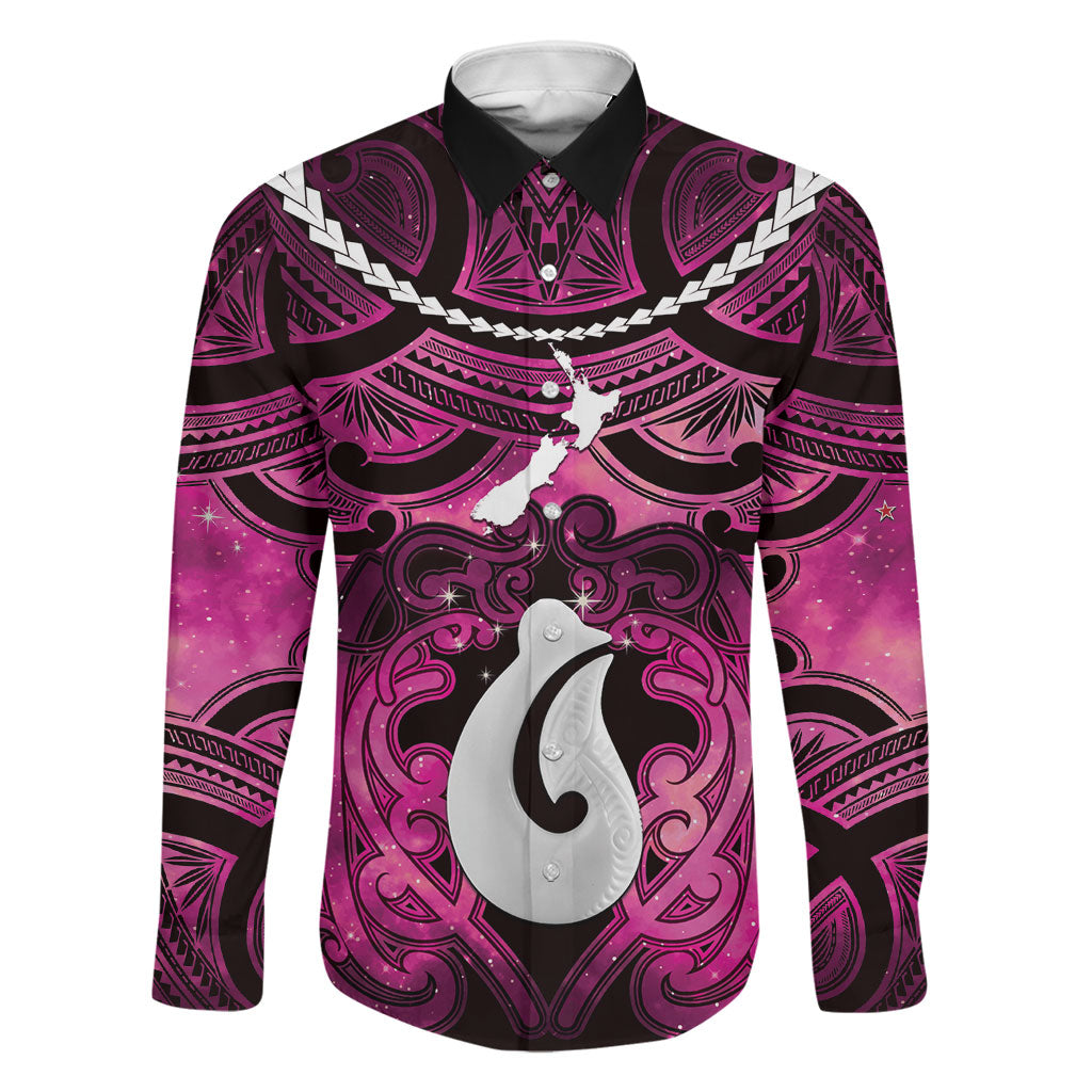 Personalised Maori Matariki Hei Matau Mawhero Family Matching Off The Shoulder Long Sleeve Dress and Hawaiian Shirt Maori Kowhaiwhai Pattern Galaxy
