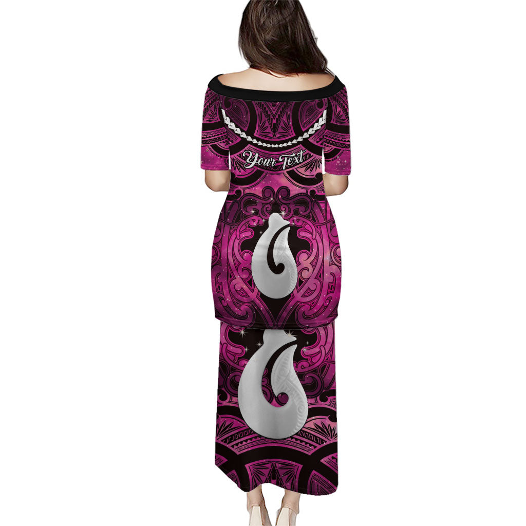 Personalised Maori Matariki Hei Matau Mawhero Family Matching Puletasi and Hawaiian Shirt Maori Kowhaiwhai Pattern Galaxy