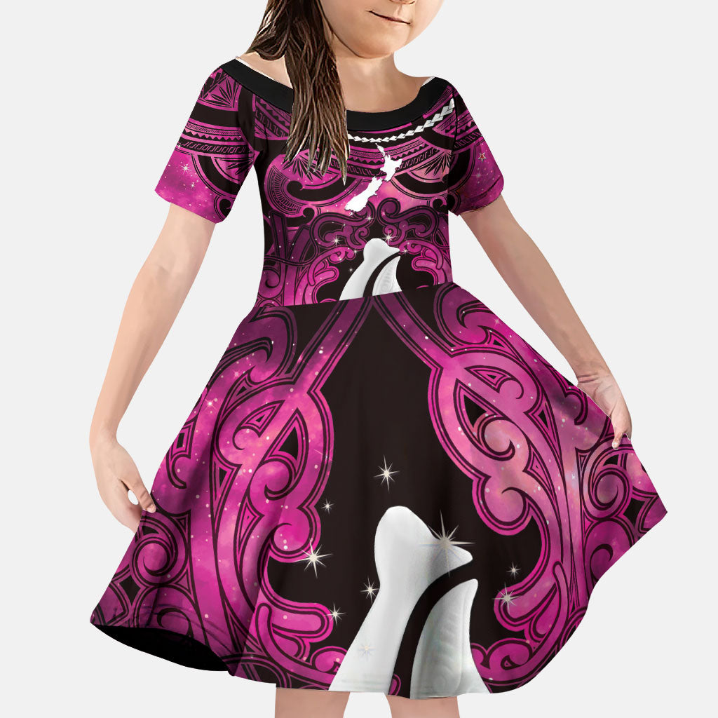 Personalised Maori Matariki Hei Matau Mawhero Family Matching Short Sleeve Bodycon Dress and Hawaiian Shirt Maori Kowhaiwhai Pattern Galaxy