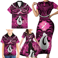 Personalised Maori Matariki Hei Matau Mawhero Family Matching Short Sleeve Bodycon Dress and Hawaiian Shirt Maori Kowhaiwhai Pattern Galaxy