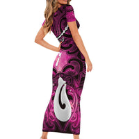Personalised Maori Matariki Hei Matau Mawhero Family Matching Short Sleeve Bodycon Dress and Hawaiian Shirt Maori Kowhaiwhai Pattern Galaxy