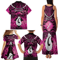 Personalised Maori Matariki Hei Matau Mawhero Family Matching Tank Maxi Dress and Hawaiian Shirt Maori Kowhaiwhai Pattern Galaxy