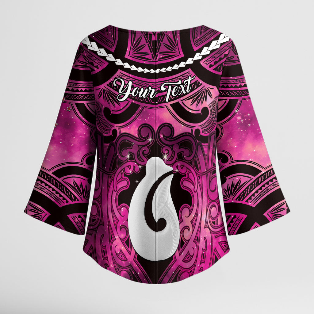 Personalised Maori Matariki Hei Matau Mawhero Kimono Sleeve Blouse Maori Kowhaiwhai Pattern Galaxy LT01 - Polynesian Pride
