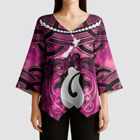 Personalised Maori Matariki Hei Matau Mawhero Kimono Sleeve Blouse Maori Kowhaiwhai Pattern Galaxy LT01 - Polynesian Pride